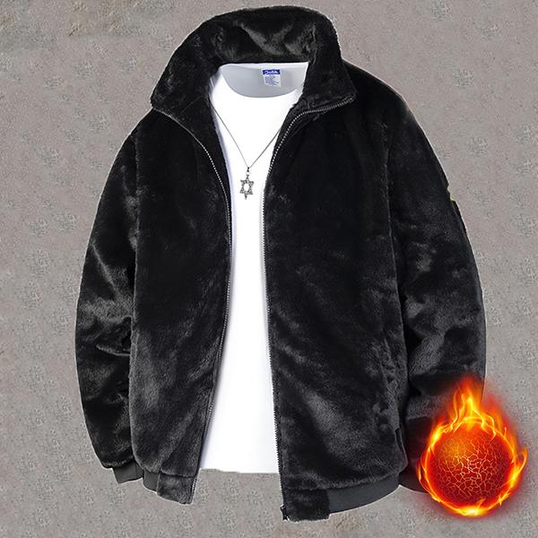 Men's Winter Cotton Jacket Stand Collar Fleece Casual Coat Woolen Overcoat Thickened Warm Cardigan Outerwear Fashion Windproof Stand Collar Jacket Men