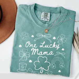 Comfort Colors St Patricks Day Mom Shirt One Lucky Mama St Pattys Mama Tee Cute St Pattys Day Gift for Mom Irish Mom Tee Custom Mom Gift