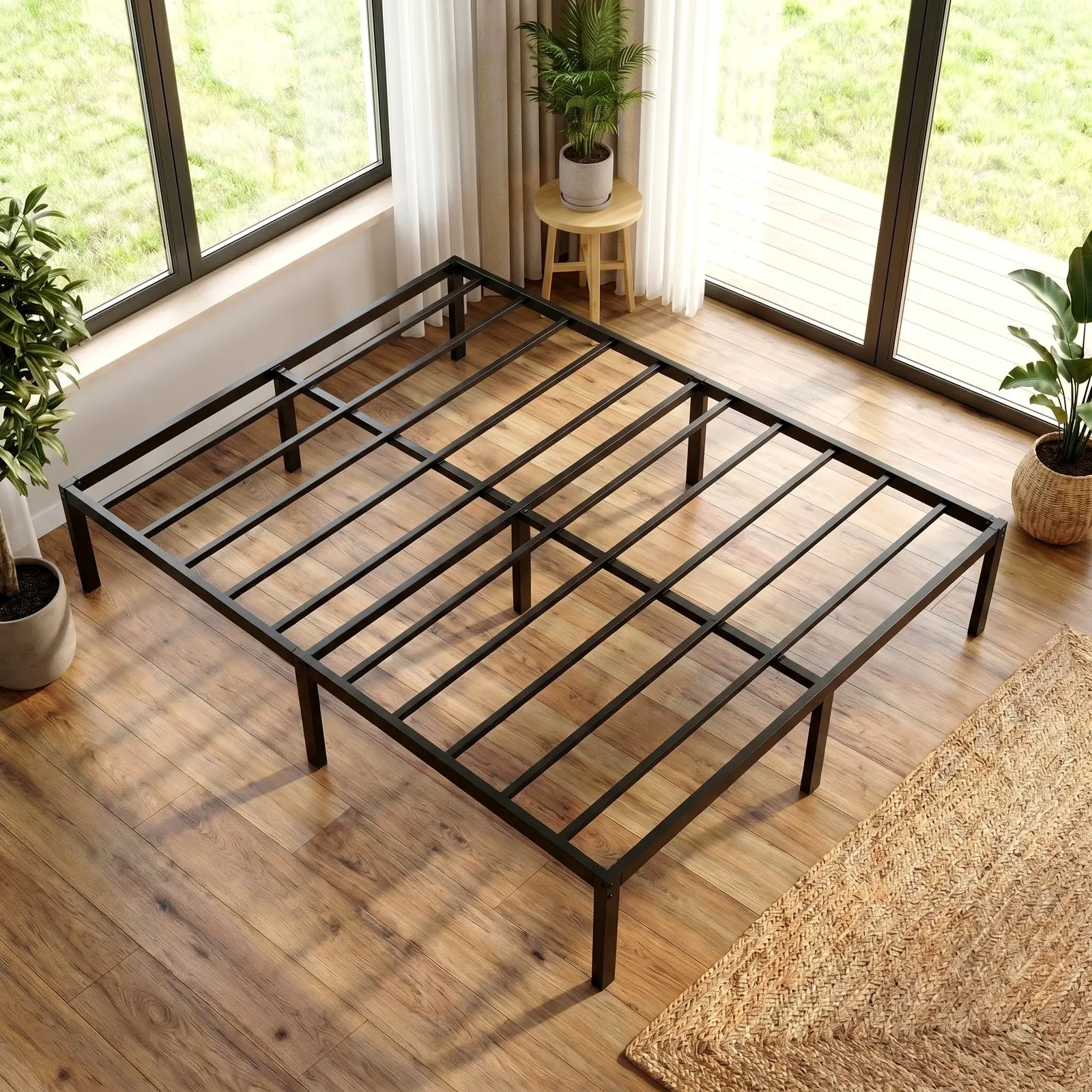 MUTICOR 12/14/18 Inch High Metal Platform Bed Frame with Storage Space – Twin/Full/Queen/King Sizes, No Box Spring Needed, Easy Assembly – White/Black#TikTokShopDealsforYouDays#DealsforYouDays#Summervibes#Summergarden