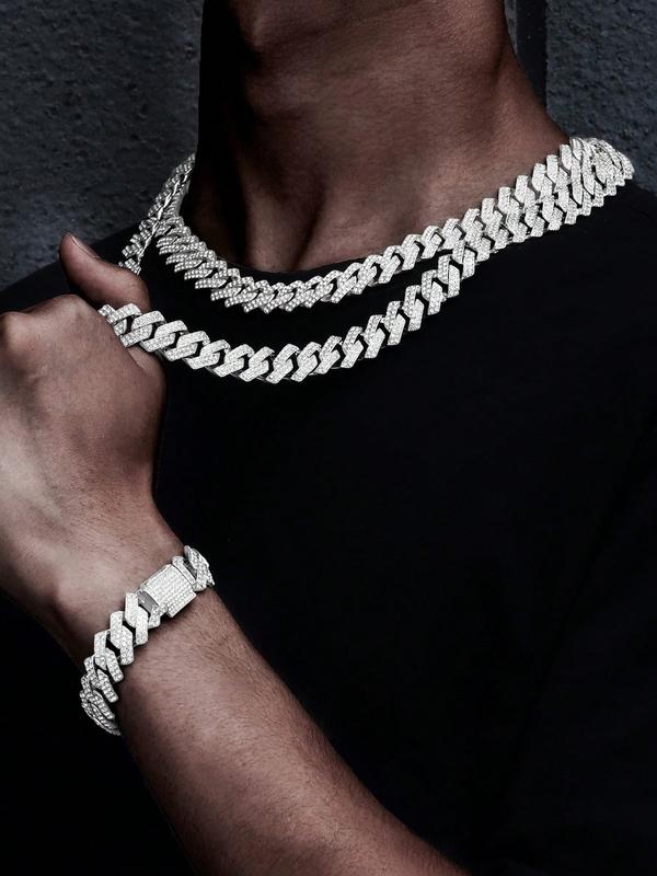 Luxury Punk Watch Set with Necklace Bracelet Cross Pendant, Analog Quartz Movement, Adjustable Strap, Unisex Gift Box for All Seasons, Fashionable Jewelry Set