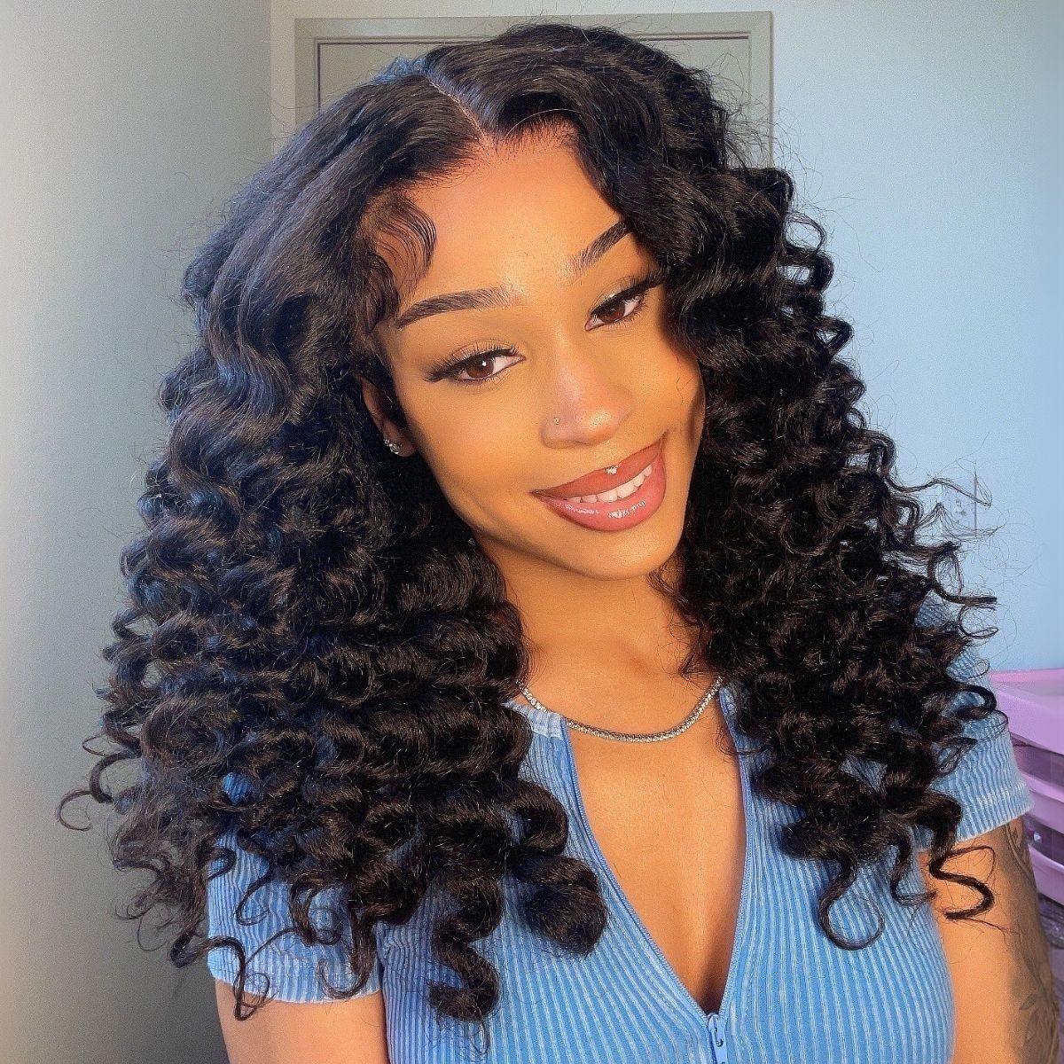 [200% Density] Menglle 13x4 Yaki Loose Wave/Yaki Straight/Yaki Burmese Curly/Loose Deep Wave Lace Front Wigs Human Hair Pre Cut Lace Glueless Yaki Bounce Wand Curly Wig Natural Hairline Beginner Friendly#greenish#TikTokShopSpringGlowUp