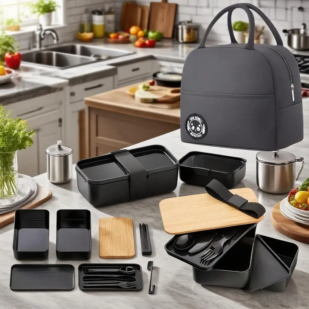 Portable Bento Box Set, Dual-Layer Durable Leak-Proof Lunch Boxes with Insulated Lunch Compartment, Utensils, Insulated Bag, Japanese Style, Leakproof Lunch Containers, Travel Lunchbox, Ideal for School, Office, Camping, Travel, Birthday Gift