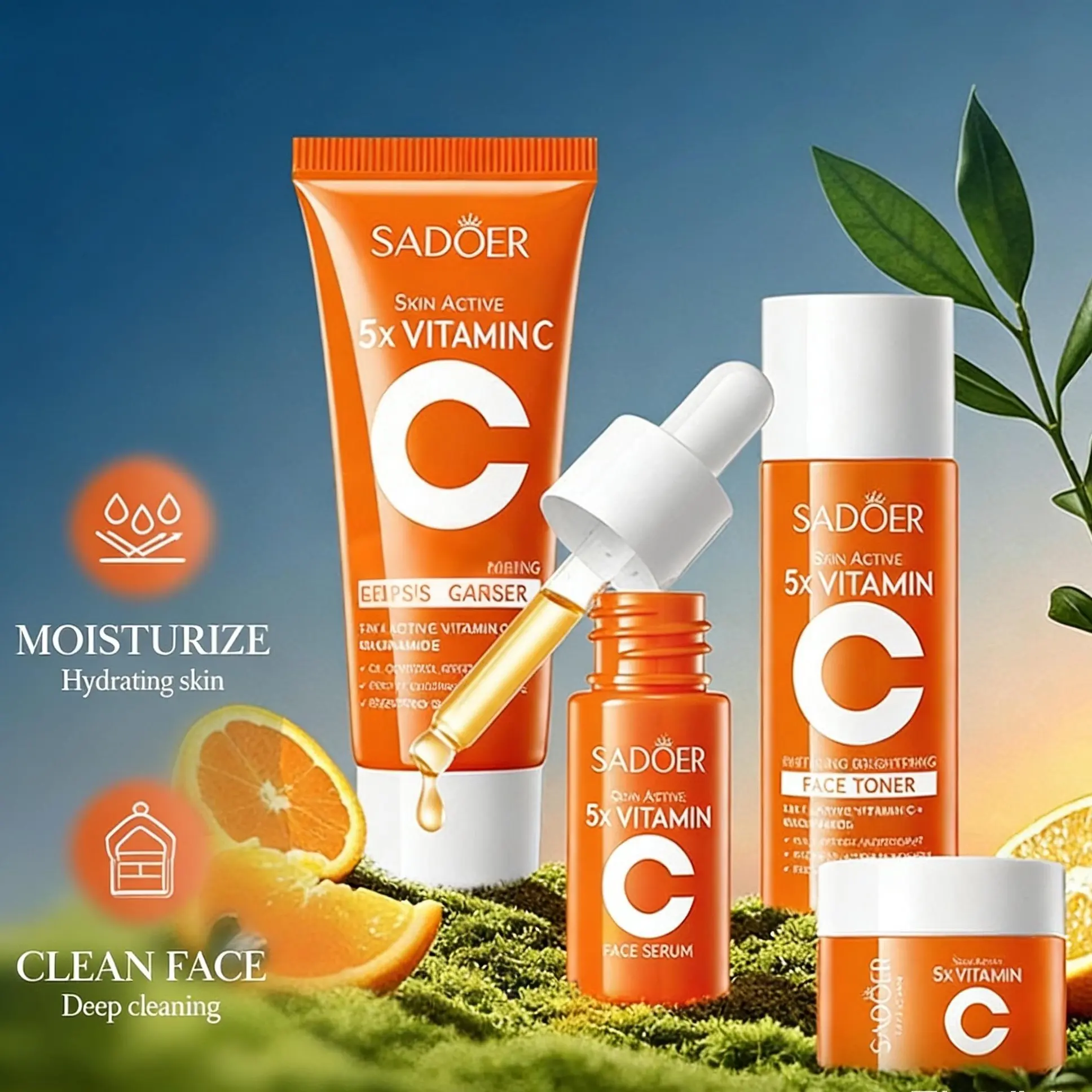 SADOER Skin Active 5X Vitamin C Skincare Travel Set for Business