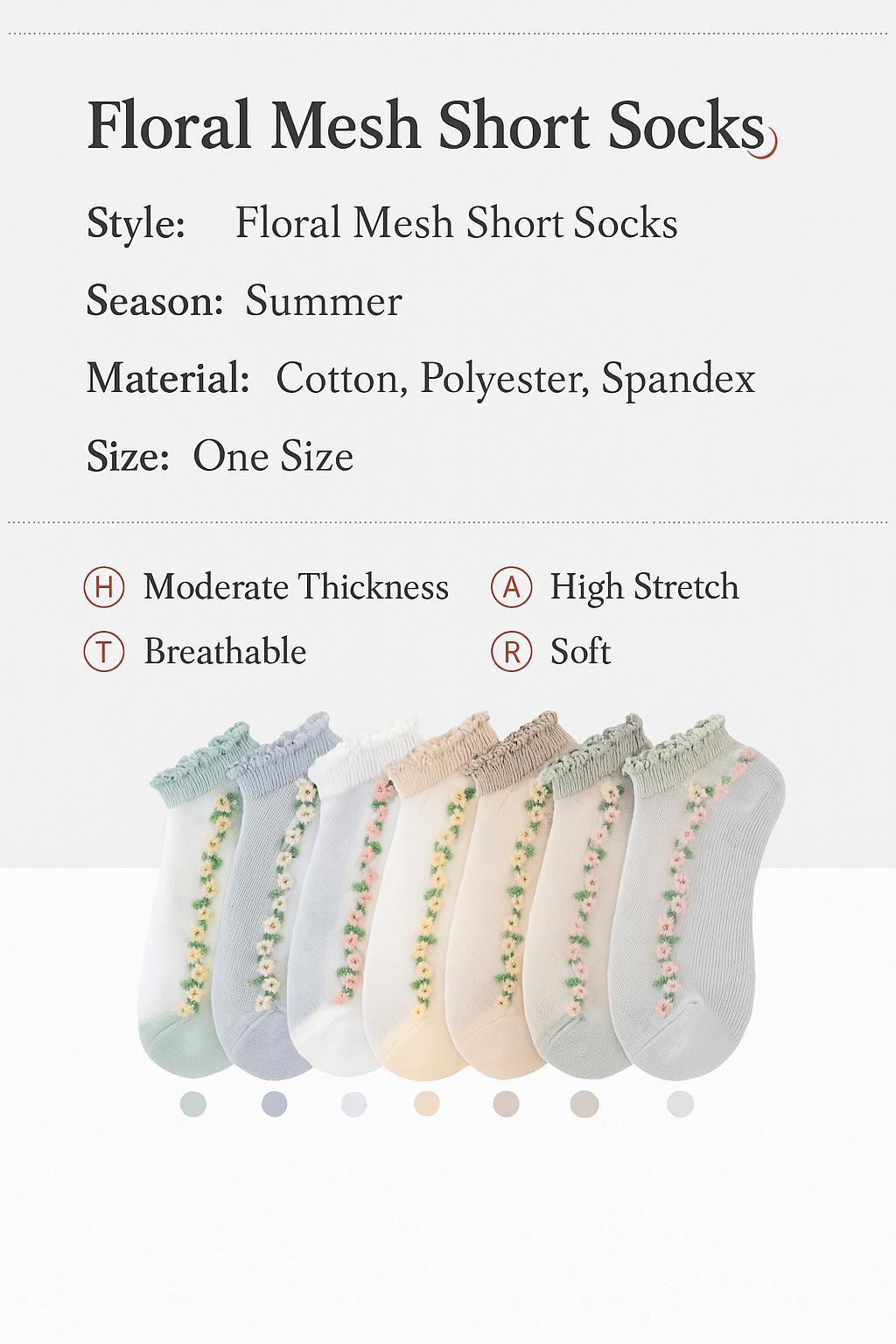 Floral Lace Women's Spring Summer Ankle Socks [10-pair pack] - Cute Cotton Sole Sweat-Wicking Breathable Socks (One size)