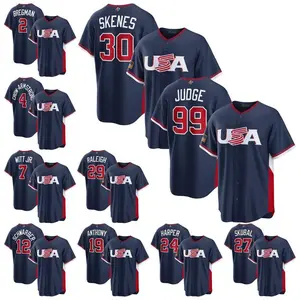 USA 2026 World Baseball Classic Jersey Navy Stitched Baseball Jersey WBC USA Baseball Team Fan Jersey Retro Baseball Uniform Sports Gift for Fans and Collectors