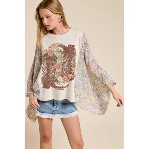 Floral Boots Western Tunic Top