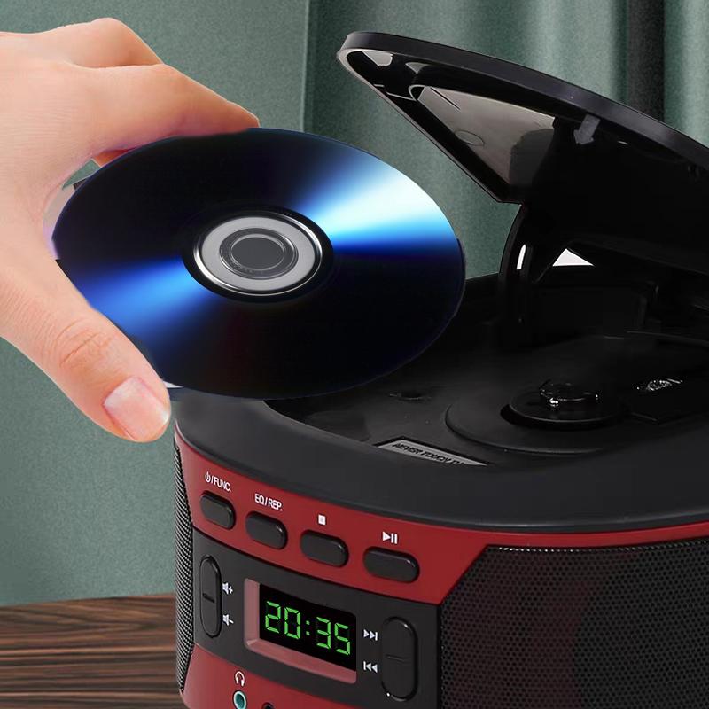 CD Player, Stereo Dual Speakers, AM/FM Radio, Stereo Headphone Jack, Audio Input, A-B Repeat Function, USB Player, TF Card Player, MP3 Player, Portable Speaker System, Radio, Wireless Speaker
