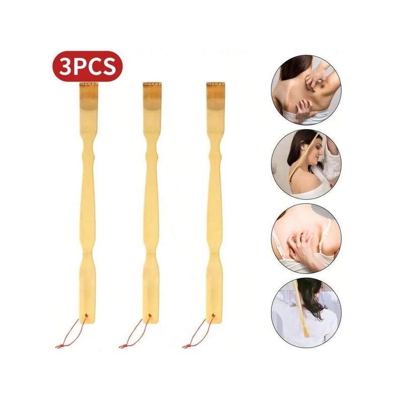 3-Pack Natural Bamboo Back Scratcher Set​ – Traditional Body Care Tool, Gentle on Skin, Multi-Point Massage Heads, Red String for Hanging, Handy for Reaching Hard Spots, Natural Material, Practical Daily Helper, Thoughtful Gift Idea