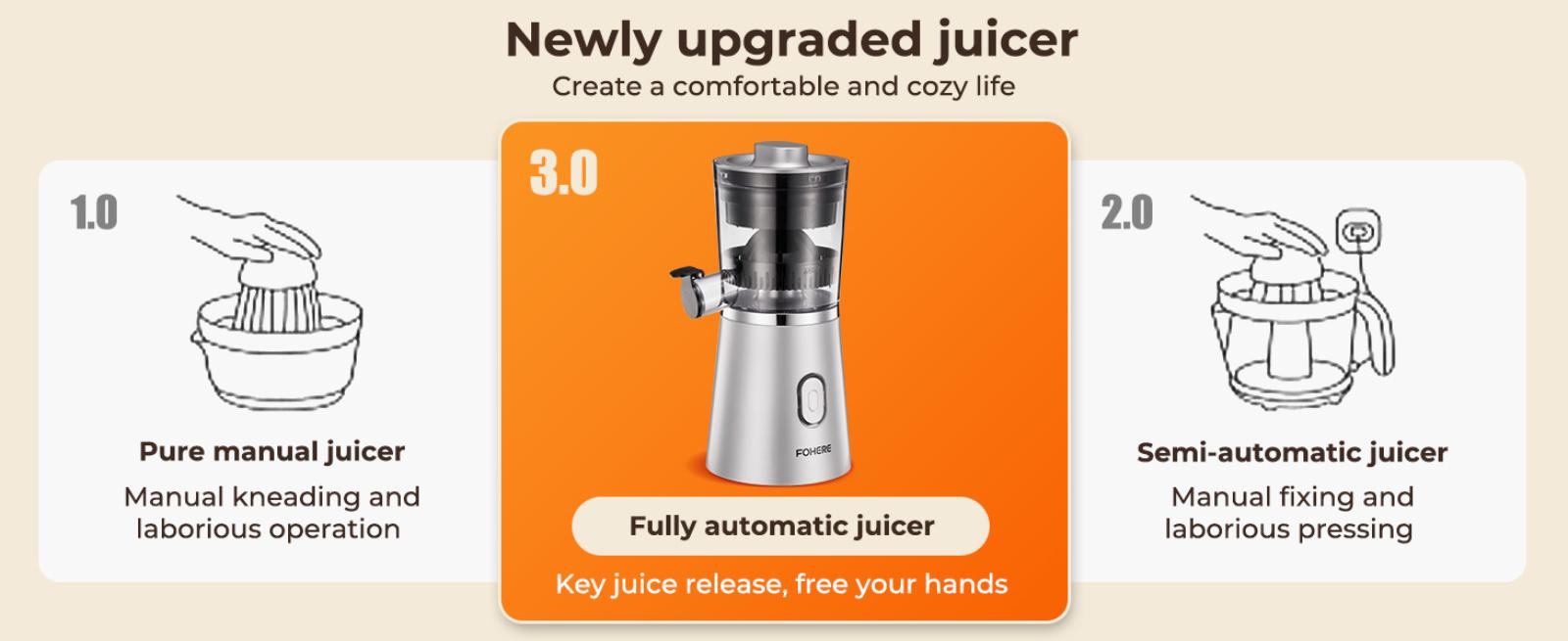 FOHERE Electric Citrus Juicer Hands Free, Orange Lime Grapefruit Juicer Squeezer, One Touch Operation, Easy to Clean Juice Maker