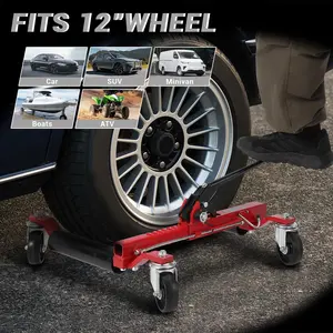 Garvee 1500LBS Heavy Duty Car Dolly Set of 4 - Mechanical Vehicle Positioning Skates with Ratcheting Foot Pedal & Steel Twin Rollers for Auto Repair, Tire Service, Brake Work and Car Storage Moving