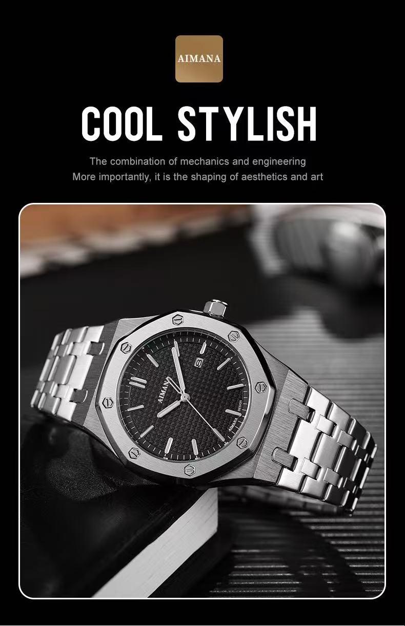 Buy One Get One Free – AIMANA Fashion & Versatile Watch with Original Swiss Movement, Calendar Function, Mechanical Style, Sapphire Crystal, Alloy Strap, Luminous and Waterproof Design Buy One Get One Free – AIMANA Fashion & Versatile Watch with Original Swiss Movement, Calendar Function, Mechanical Style, Sapphire Crystal, Alloy Strap, Luminous and Waterproof Design