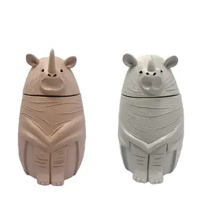 Adorable Rhinoceros Resin Craft Ornament (with Lid) - Cute home decorations and unique storage jars, suitable for living rooms, bedrooms, and office desks, adding a touch of whimsy and modern elegance to any space!