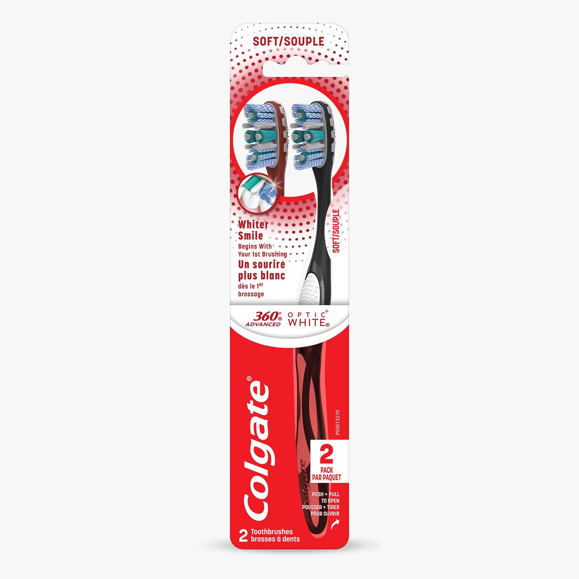 Colgate 360 Optic White Advanced Soft Manual Toothbrush, 2 Pack