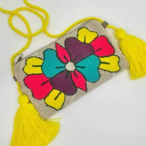Crossbody Bag with Vibrant Floral Embroidery and Tassel Detail for Stylish Everyday Use