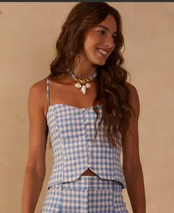 Bluebell Picnic Gingham Corset top