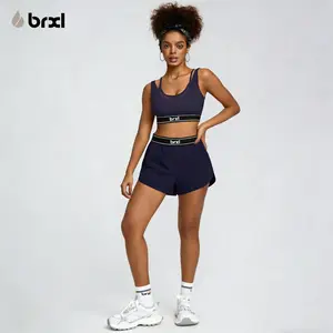 BRXL 【Discount for live】2 Piece Workout Set Sports Bra with Removable Pads and Shorts with Hidden Pocket No Underwear Needed for Women Yoga and Daily Wear#Summervibes-brxl-1
