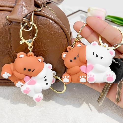 2pcs Cute Bear Magnetic Couple Keychain - For Men Women, Bag, Car, Suitable For Valentines Birthday, Back To School, Party Gifts