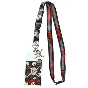Friday The 13th Jason Lives ID Lanyard Badge Holder With 1.5" Rubber Pendant