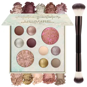 UCANBE All in One Baked Makeup Palette – Eyeshadow, Blush & Bronzer Face Kit, Neutral Pigmented Colors, Travel Size Compact, Full Face Makeup Gift Set for Women
