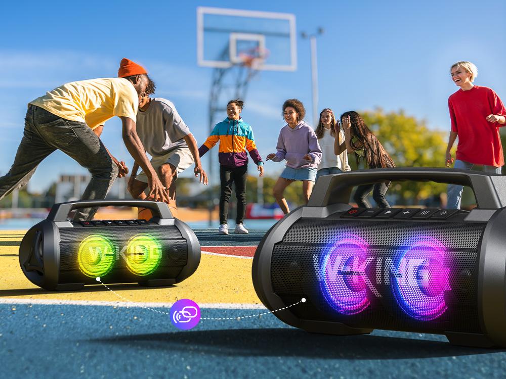 W-KING 120W Portable Bluetooth Speaker, IPX6 Waterproof Speakers Wireless Bluetooth 5.4, Loudest Speaker Bluetooth for Party, Outdoor, Pool, Beach, Large Boombox Speakers with Subwoofer/Deep Bass/DSP/Stereo Pairing/EQ/42H/Power Bank/AUX/TF