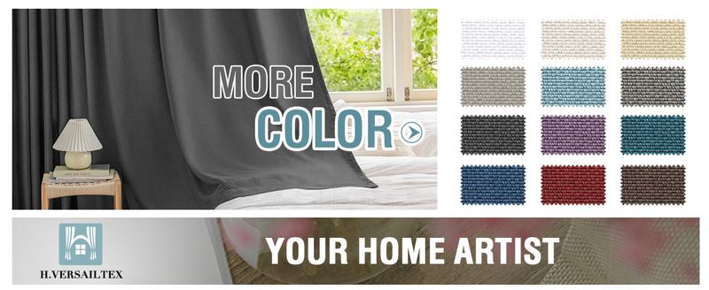 H.VERSAILTEX Linen Blackout Curtain 1 Panel for Bedroom/Living Room Thermal Insulated Grommet Linen Look Curtain Drapes Primitive Textured Burlap Effect Window Drapes