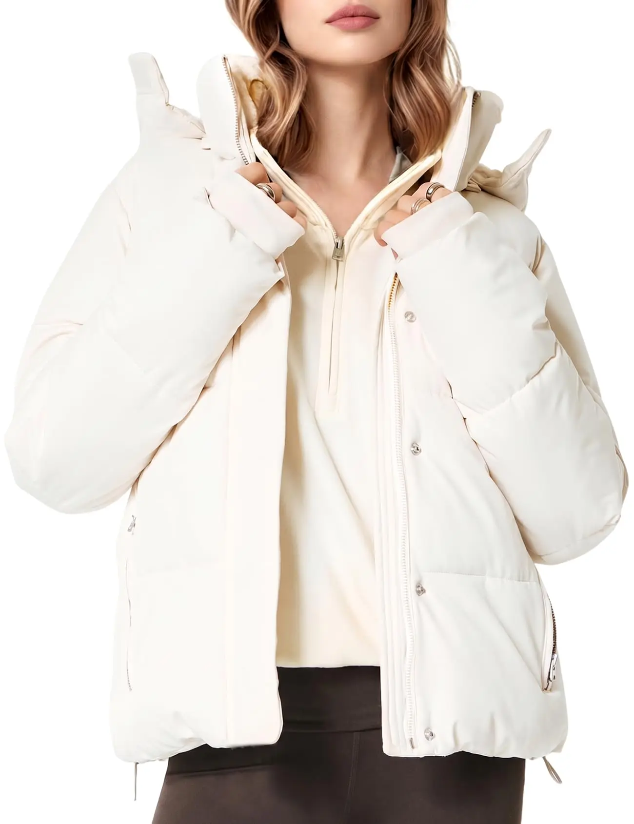 Arssm Women’s Sherpa Lined Fleece Puffer Jacket – Quilted Hooded Winter Coat for Cozy Street Style & Cold Weather Outfits