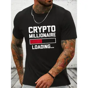 CRYPTO MILLIONAIRE Print Men's Crew Neck T-shirt, Short Sleeve Versatile Casual Summer Clothes