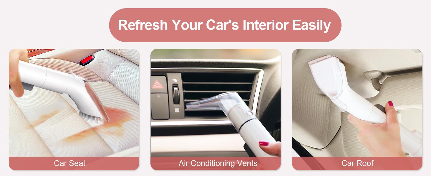 Upholstery Carpet Cleaner, MUJERBAY 12Kpa Portable Spot and Stain Cleaner, Easy Move with Universal Wheels & Handle, 1.18-inch Deep Cleaning Machine for Couch, Stairs, Car and Pet Messes. Red