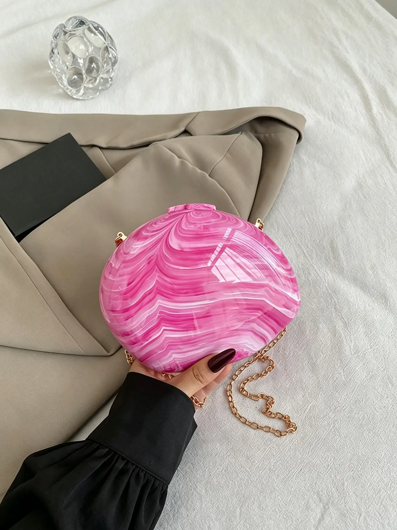 Acrylic Evening Bag, Designer Luxury Box Clutch, Mini Women's Wallet Clutch Purse, Chain Shoulder Crossbody, Wedding Party Handbag, Cute Blue Handbag, Fashion Clutch, Trendy Clutch Bag