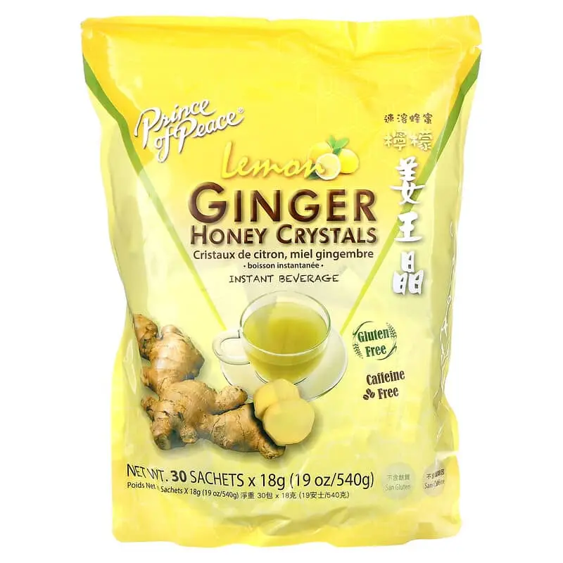 Prince of Peace Caffeine-Free Lemon-Ginger Honey Crystal Instant Tea, 19 oz Sweet Flavorful Drink for Hot or Cold Enjoyment