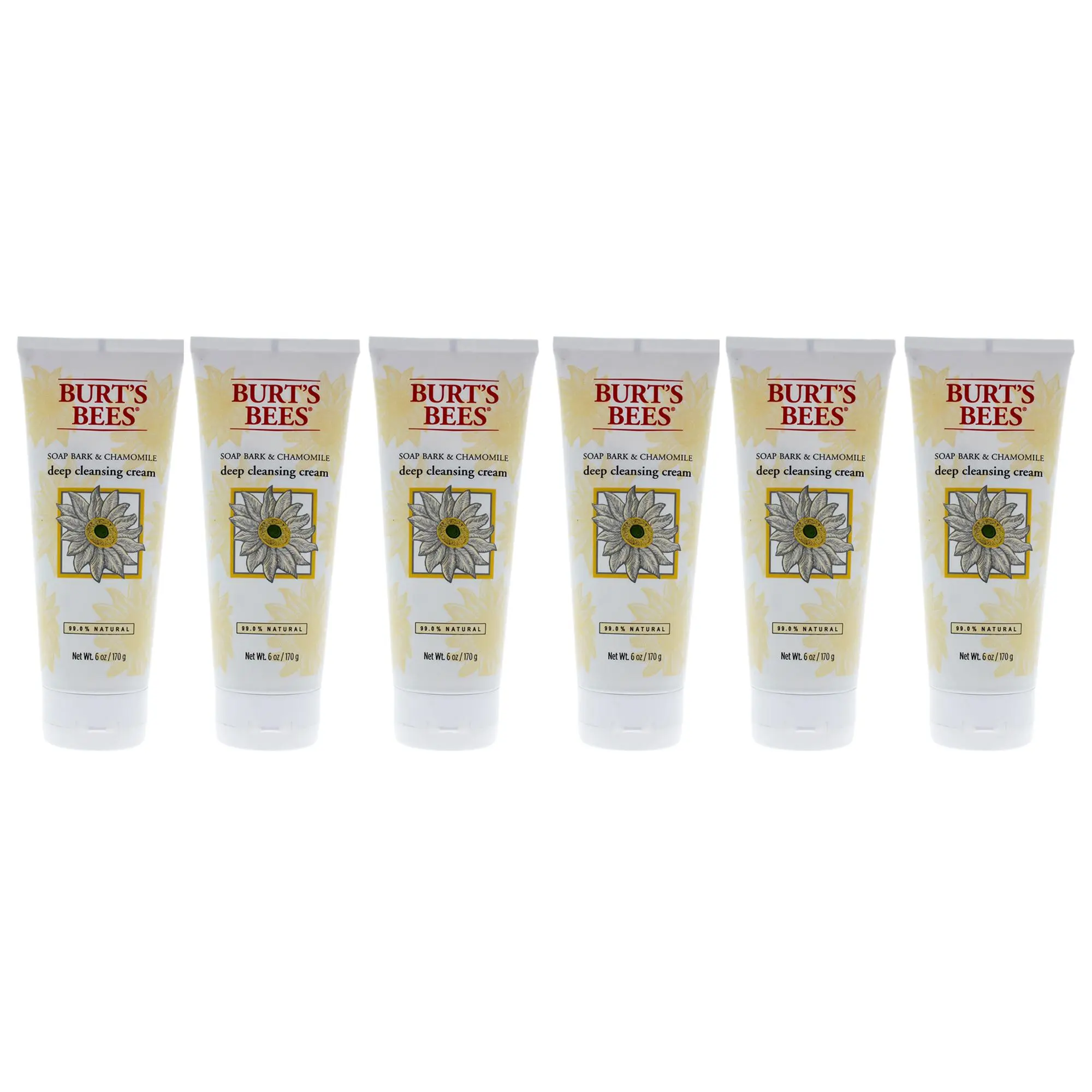 Unisex Soap Bark & Chamomile Deep Cleansing Cream by Burt's Bees, 6oz Set Pack - 6 Count Cleansing Soap, Facial