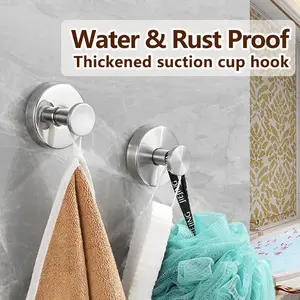 Heavy Duty Stainless Steel Suction Cup Hooks – No Drilling, Waterproof & Rustproof – Strong Vacuum Wall Hooks for Bathroom, Shower, Kitchen (Smooth Surfaces Only)
