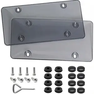 Unbreakable Tinted Smoked Bubble LicensePlate Protector Covers Shield Dark Grey PairCar Accessories Truck Vehicle Replacement Clear