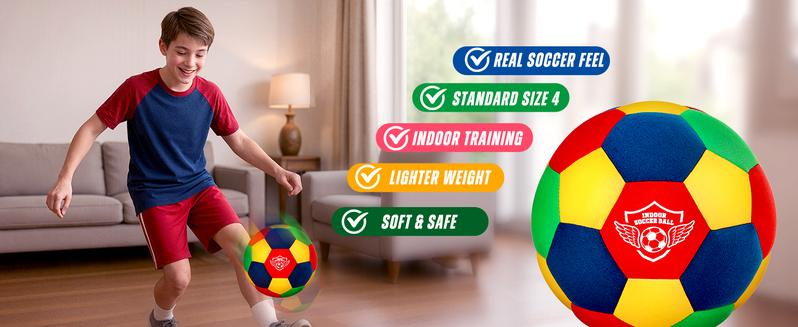 Soccer Sports Training Ball indoor,House Soccer Ball Soft Foam,Indoor Soccer Ball Size 4 Kids Inside for Your Home Ball, Lightweight Safe Fun for Dribbling Training, Great Youth Soccer Balls,Soccer Gifts for Boys 8-12