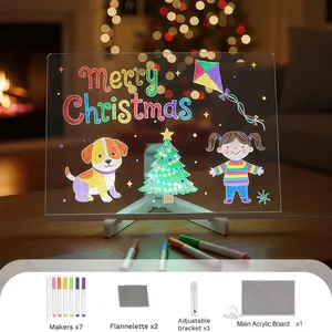 LED Note Board with Colors,11.8"X7.9" Acrylic Led Writing Board, Acrylic Dry Erase Board with Light, Message Board Drawing Board for Kids, Light Up Board for Birthday Happy New Year Gifts for Teens