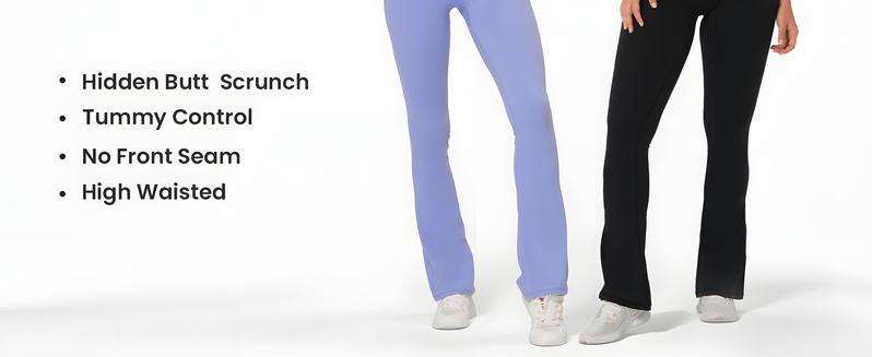 Sunzel No Front Seam Mini Flare Leggings for Women, Invisible Butt Scrunch Flared Yoga Pants with Tummy Control