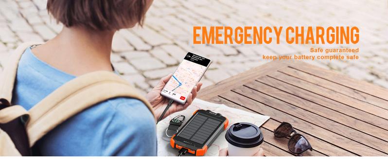 BLAVOR Solar Charger Power Bank, Portable Wireless Charger with 20W Fast Charging, USB-C Function, Dual Flashlight for Camping