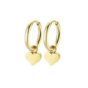 Stately Steel Stainless Steel Heart Dangle Earrings