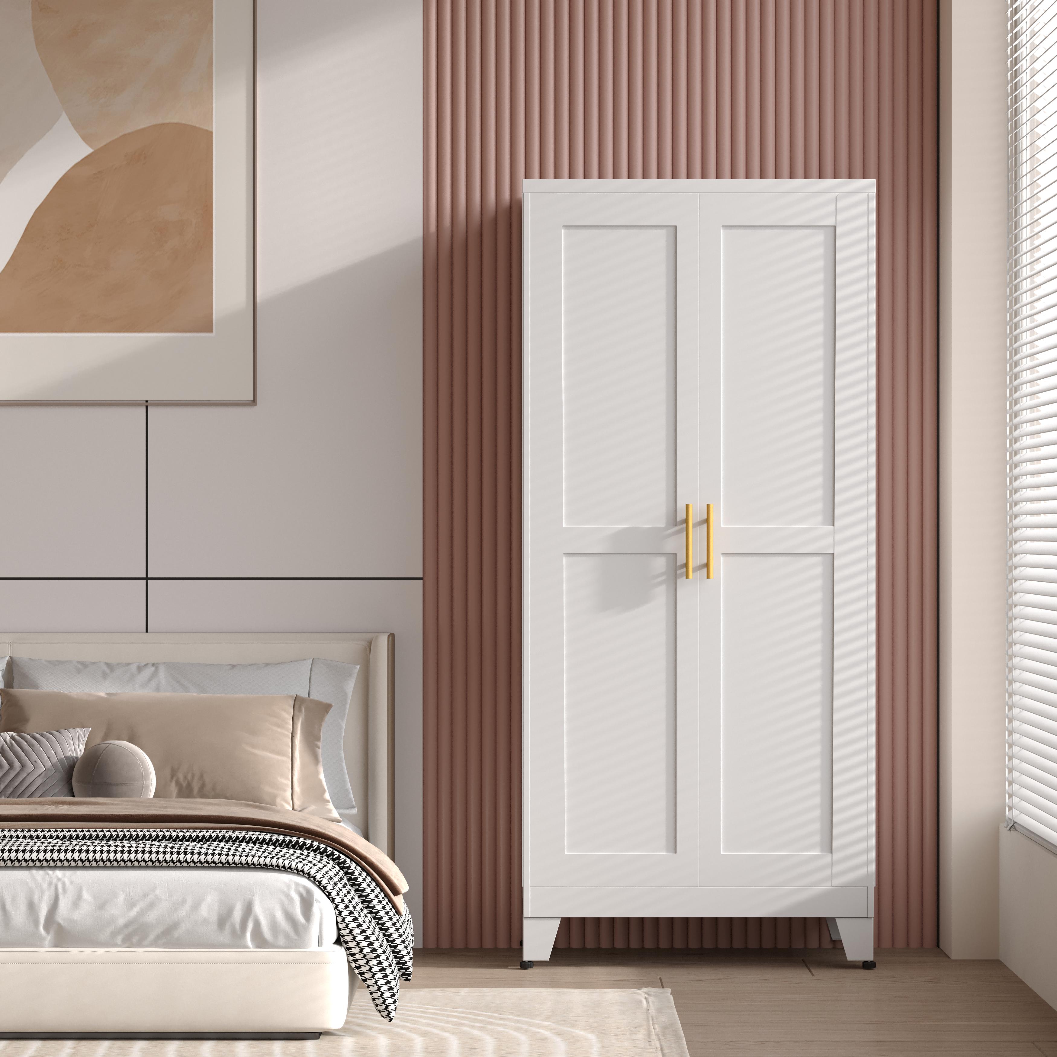 Metal Pantry Cabinet 61" with 2 Doors and Adjustable Shelves Kitchen Storage Cabinet with Gold Handles - Versatile Storage for Kitchen, Bathroom, Dining Room, Utility Room Furniture Metal Pantry Cabinet 61" with 2 Doors and Adjustable Shelves Kitchen Storage Cabinet with Gold Handles - Versatile Storage for Kitchen, Bathroom, Dining Room, Utility Room Furniture