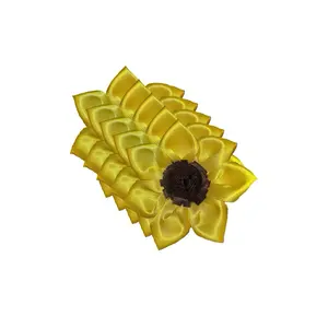 Eternal Ribbon Sunflowers Yellow Satin Flower for Crafting and Decorations High-Quality Fabric Perfect for DIY Projects