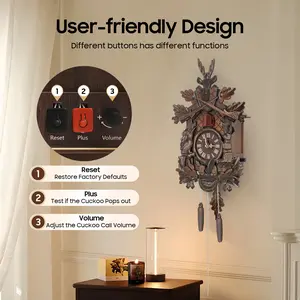 Retro Nordic Forest-Style Wall Clock, 3mm MDF Wood, 25x48cm, Laser-Cut, Automatically Chimes Every Hour with Chime Sound, for Home Decor,summervibes