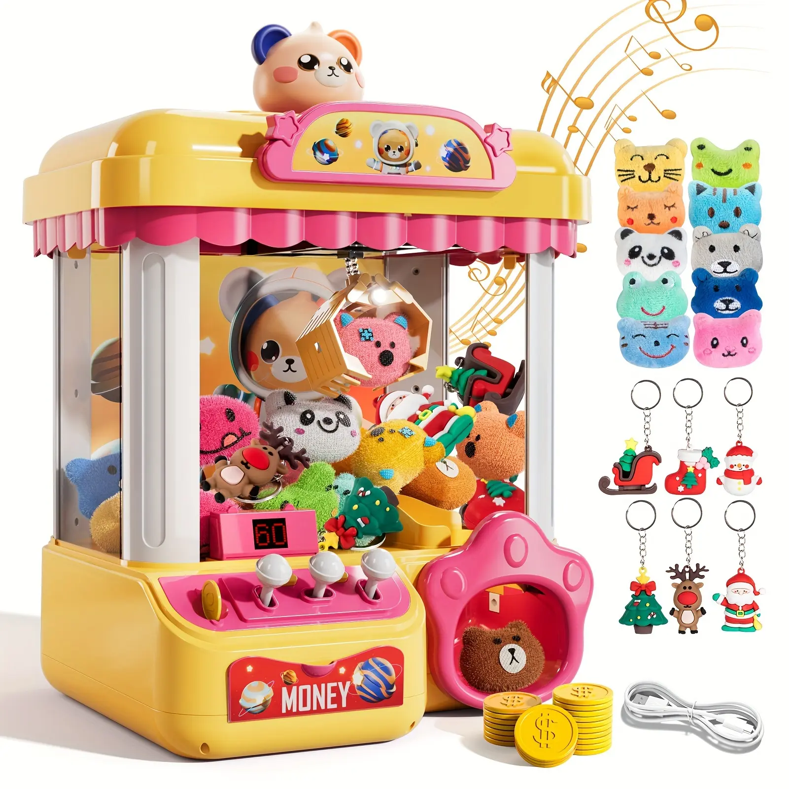 Kids Mini Claw Machine Pretend Play Toy for Doll Grabbing&Mini Toy Catching,Multi-Functional Desktop Claw Game Built,Perfect Birthday&Holiday Surprise Gift,Boost Parent-child Bond While Relieving Children's Irritable Mood,Tabletop Family Leisure Game Fun