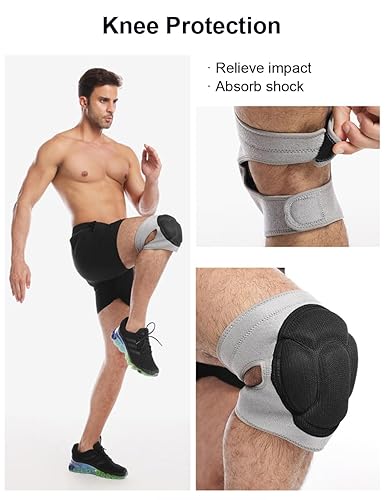 Ollas Adult Knee Pads for Gardening, Anti-Slip Collision Avoidance Kneepads with Thick EVA Foam, for House Cleaning, Construction Work, Volleyball, Football Dance Knee Sleeve, 1 Pair (Black)