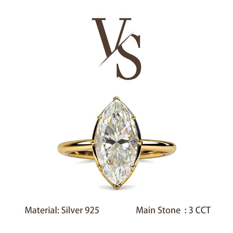 [Venus Jewelry] Synthetic Moissanite 3 CCT Layer Surround Design VVS 1 D Color Solid Silver 925 Solitare Ring