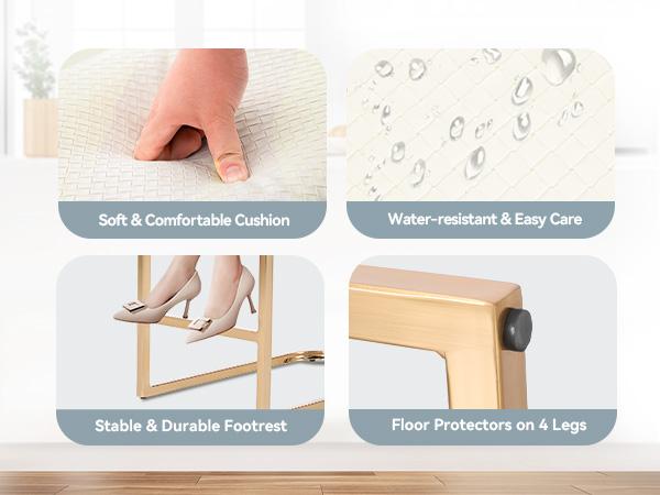 PHI VILLA Modern 24 inch Bar Stools, Leather Counter Barstools with Back, Kitchen Island Chairs, Counter Height Bar stools