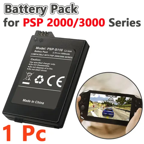 1-Pc High Capacity Lithium Ion Polymer Replacement Battery - 1000mAh 3.7V, Fits Right in the Battery Slot, Rechargeable Console Accessory for PSP 2000/3000/PSP-S110 Gaming Consoles