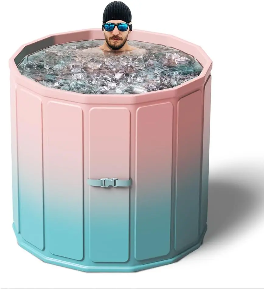 Portable Foldable Ice Bathtub - 77 Gal Large Round Japanese Soaking Deep Soak Tub, Fast Muscle Recovery, Home-Gym Use, No-Installation Quick Opening, No Water Leakage, Drain-Equipped Ice/Hot Universal Tub, Japanese Soaking Tub