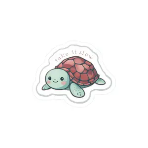 Take it Slow Turtle Kiss-Cut Vinyl Decal - Cute Turtle Sticker