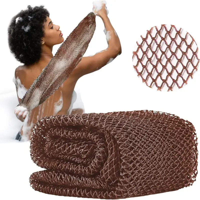Authentic African Net Sponge for Dead Skin Removal, Long Exfoliating Body Scrubber for Smooth, Radiant Skin - Unscented Personal Bath Brush, Smooth Skin