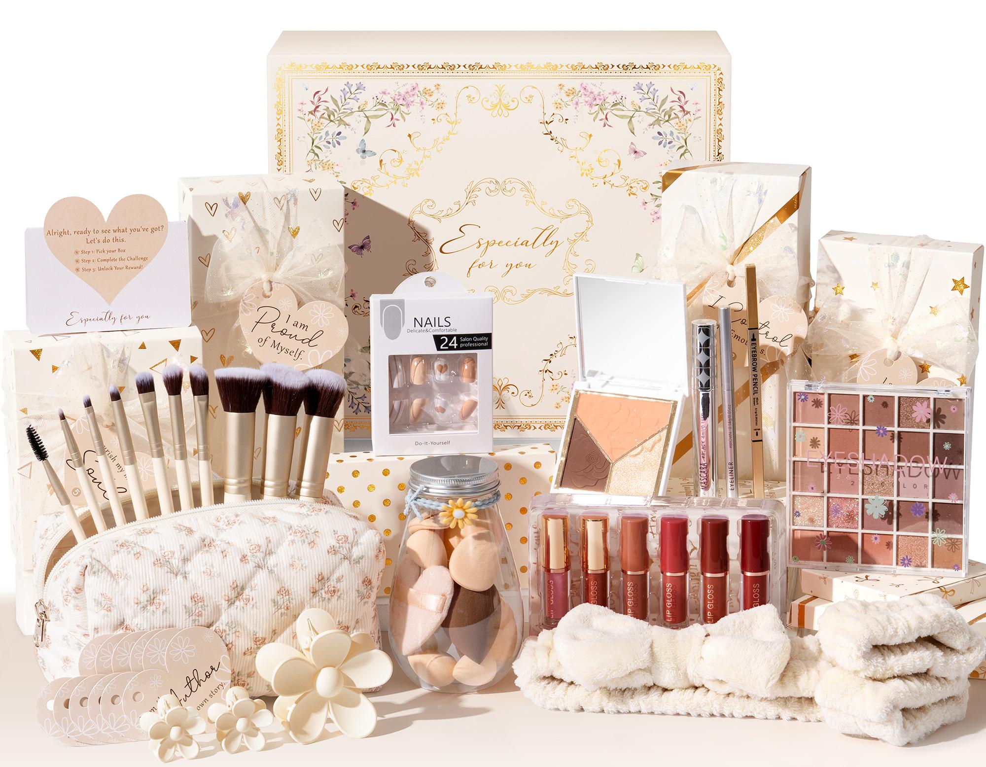 Teen Girl Gifts Trendy Stuff Valentine's Day Teenage Girls Gifts Basket Tween Birthday Gifts, Fun Girl Empower Gift with 8Boxes/10Boxes Task Tags Makeup Gift Set necklace bracelets for Her Niece Daughter Sister